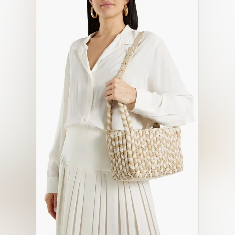 Nanushka Basket weave two-tone Woven Vegan Leather Shoulder Bag NWT